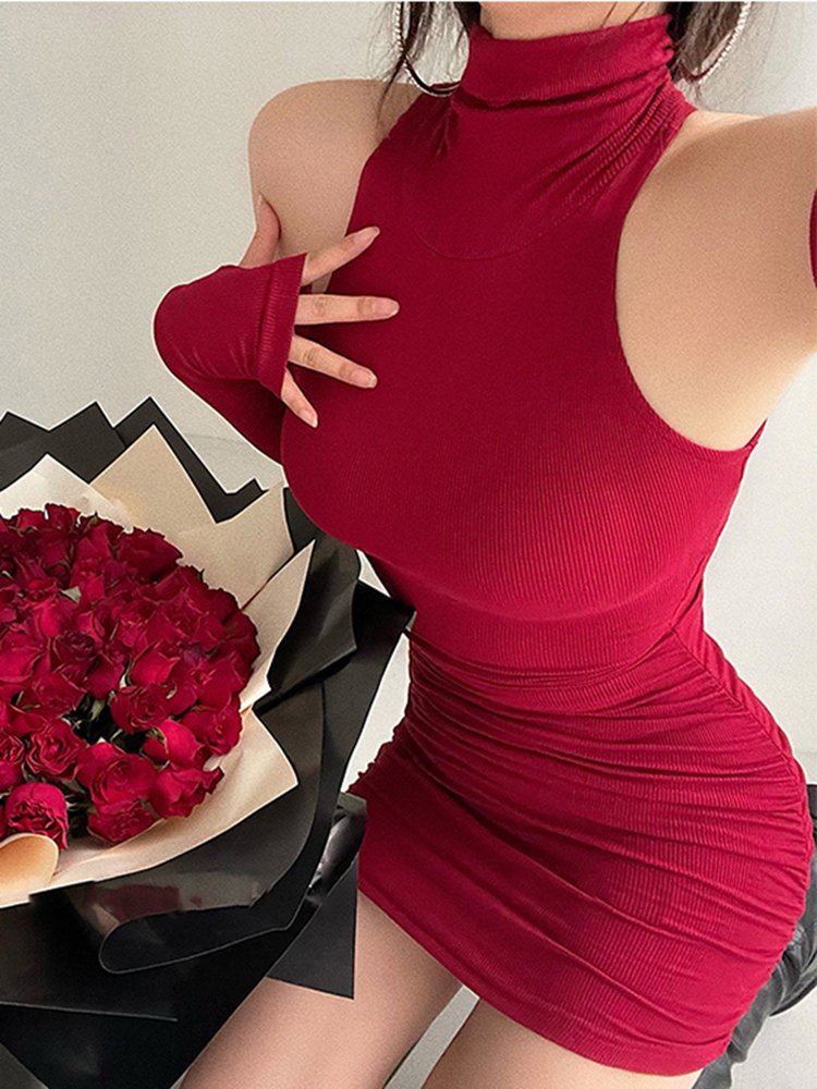 Sexy Women's Mini Dress Sleeveless Lace Up Party Dress