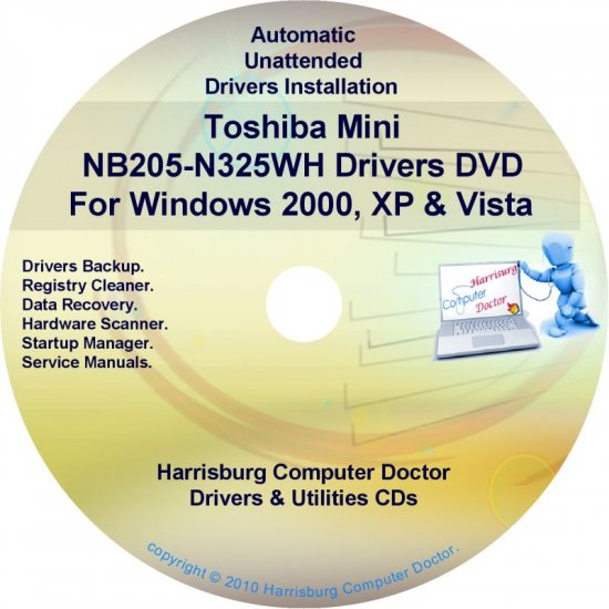 Toshiba Mini NB205-N325WH Drivers Recovery CD/DVD