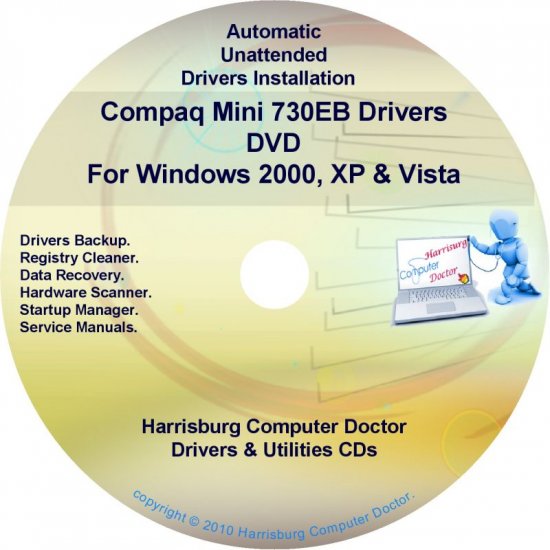 Compaq Mini 730EB Drivers Restore HP Disc Disk CD/DVD