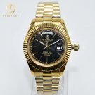 Peter Lee 40mm Men Luxury Vintage Design Gold Wristwatches Stainless Steel Automatic Mechanical