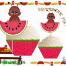 Watermelon Picnic Cupcake Wrappers & Toppers Instant Download 5418