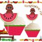 Watermelon Picnic Cupcake Wrappers & Toppers Instant Download 5418