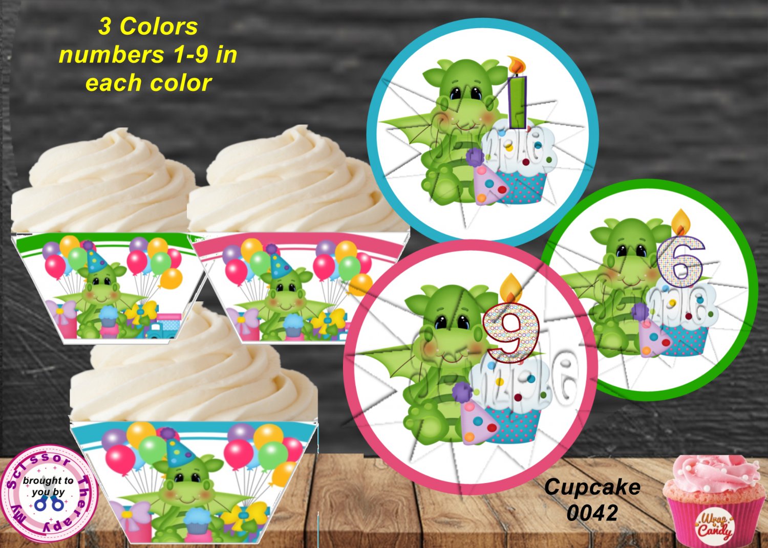 Daniel Birthday Number Cupcake Wrappers & Toppers Instant Download 0042