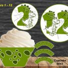 Dinosaur Birthday Number Cupcake Wrappers & Toppers Instant Download 0043