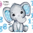 Elephant Boy Birthday Number  Instant Download 1242