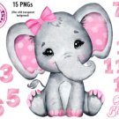 Elephant Girl Birthday Number  Instant Download 1264
