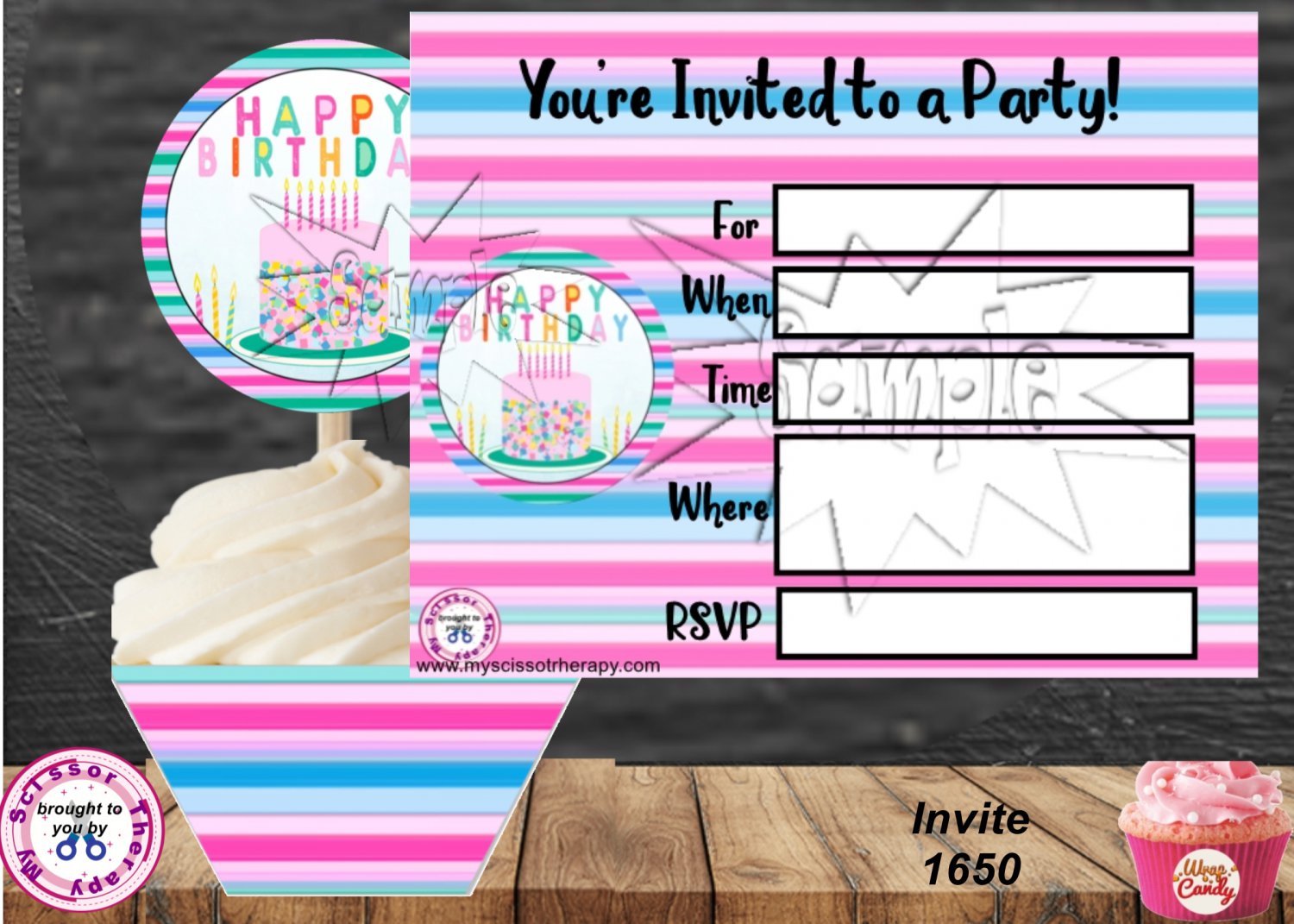 Happy Birthday Invitation Instant Download 1650