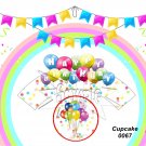 Happy Birthday Balloons Cupcake Wrappers & Toppers Instant Download 0067