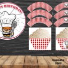 Happy Birthday Chef Cupcake Wrappers & Toppers Instant Download 0068