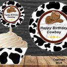 Happy Birthday Cowboy Cupcake Wrappers & Toppers Instant Download 0039