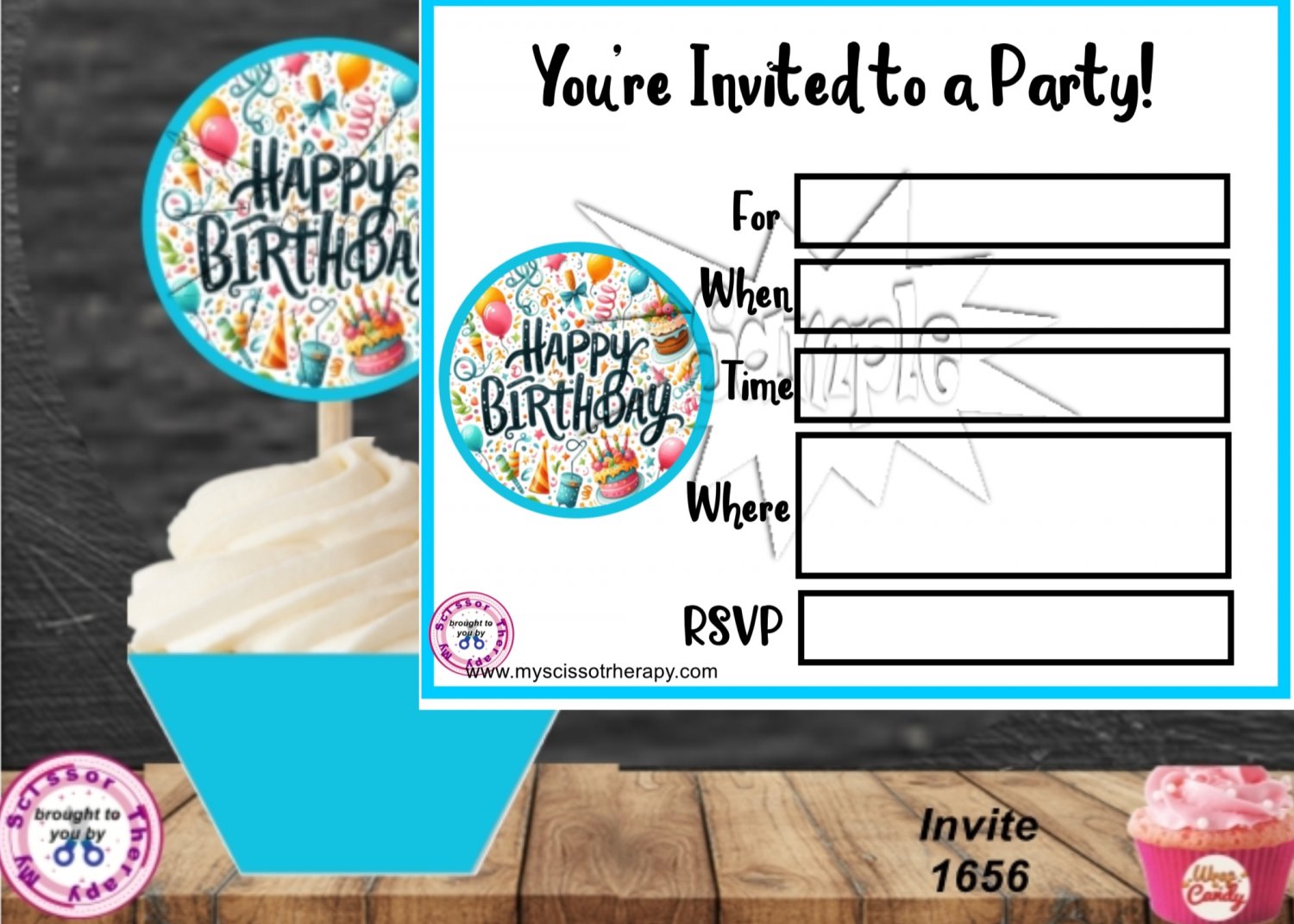 Happy Birthday Invitation Instant Download 1656