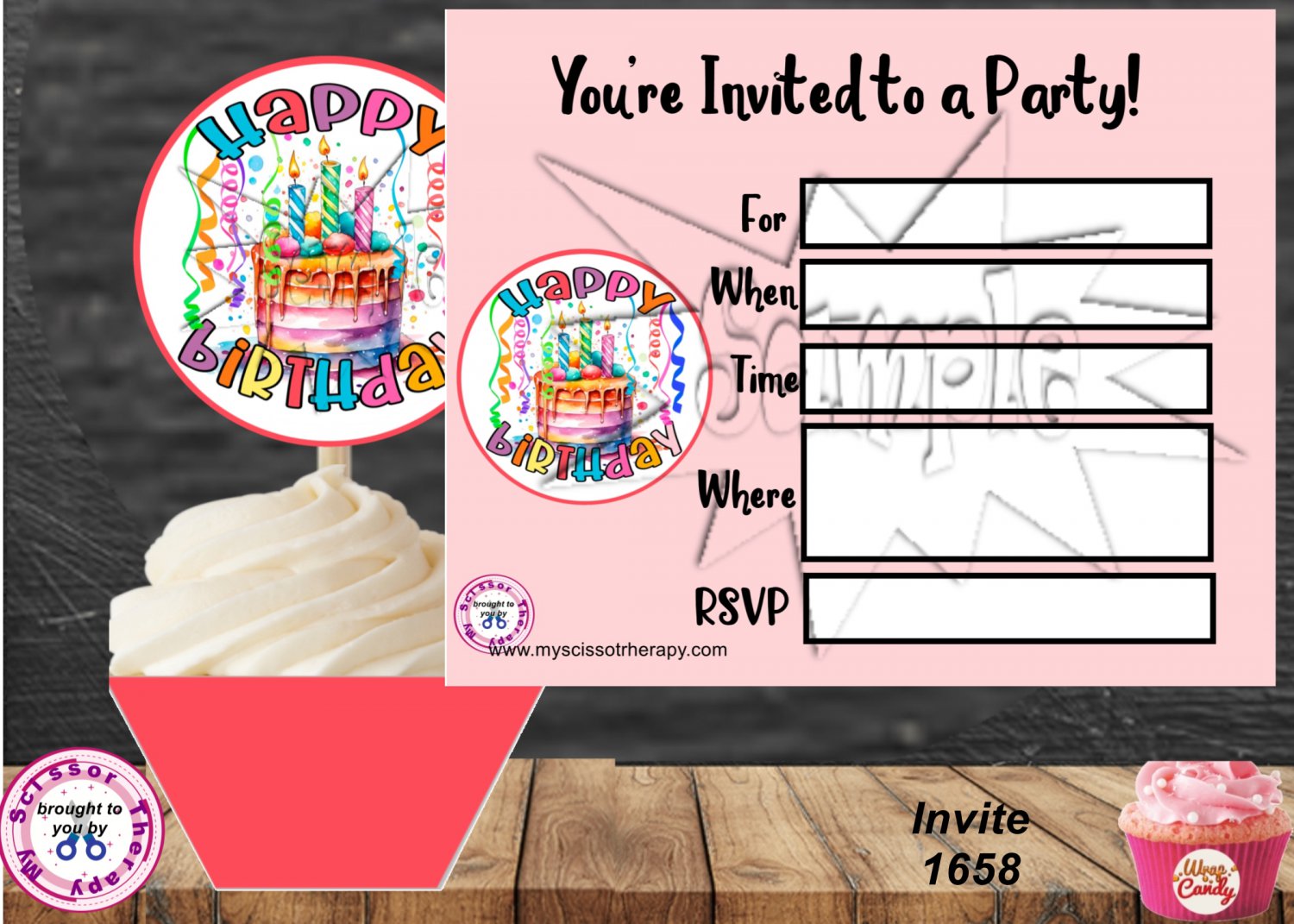 Happy Birthday Invitation Instant Download 1658