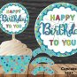 Happy Birthday To You Cupcake Wrappers & Toppers Instant Download 1657
