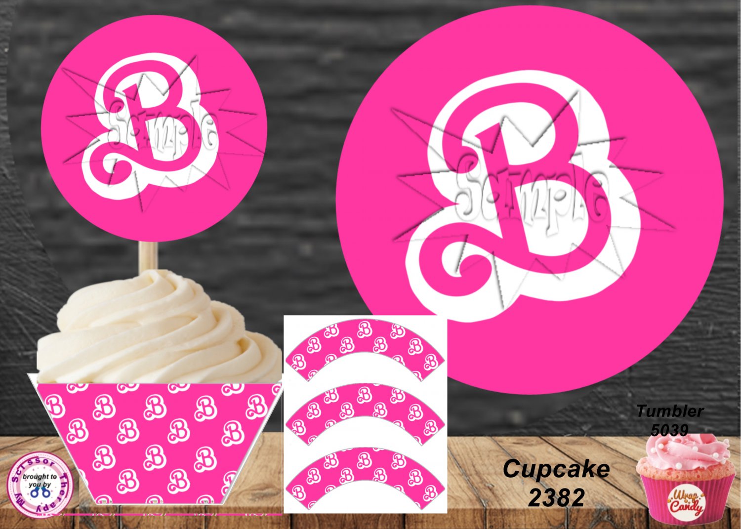 Barbie Cupcake Wrappers & Toppers Instant Download 2382