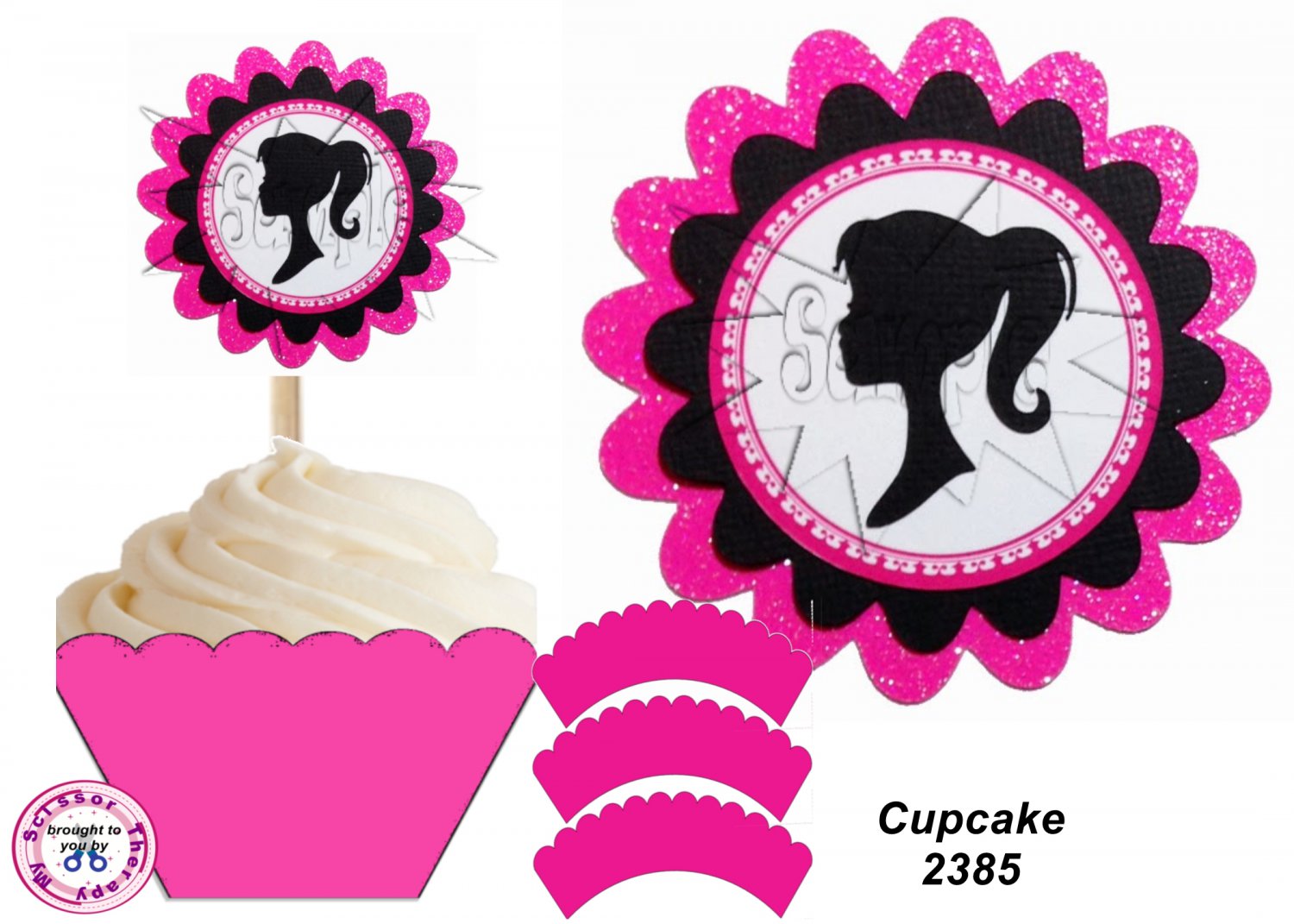 Barbie Cupcake Wrappers & Toppers Instant Download 2385