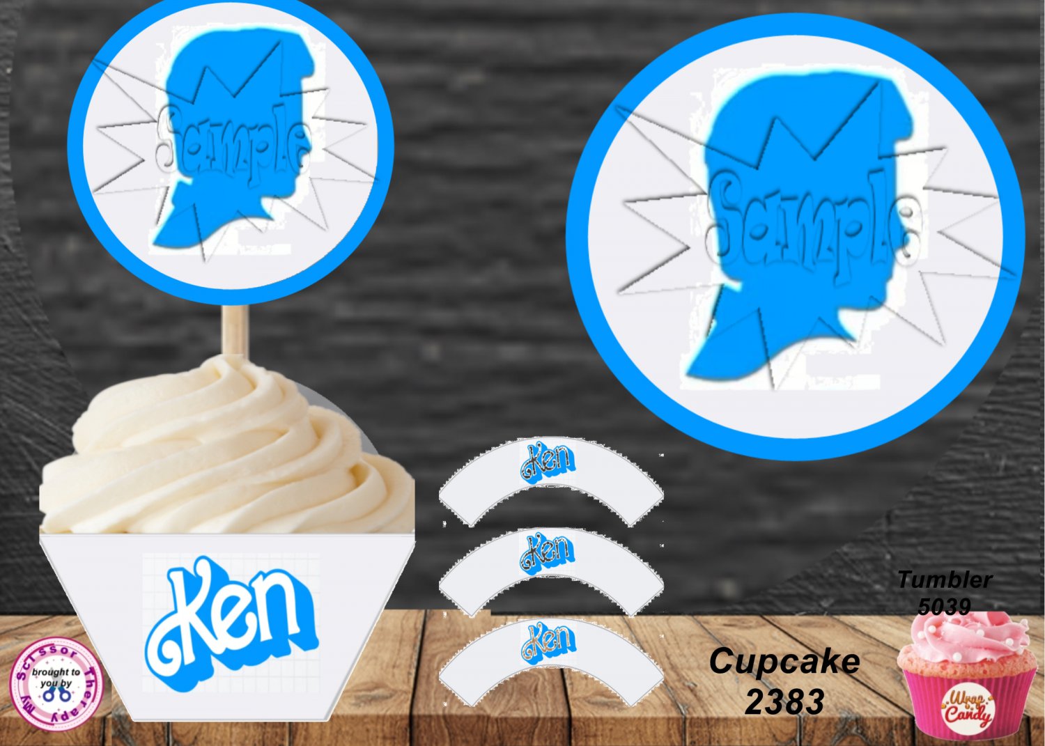 Ken Barbie Cupcake Wrappers & Toppers Instant Download 2383