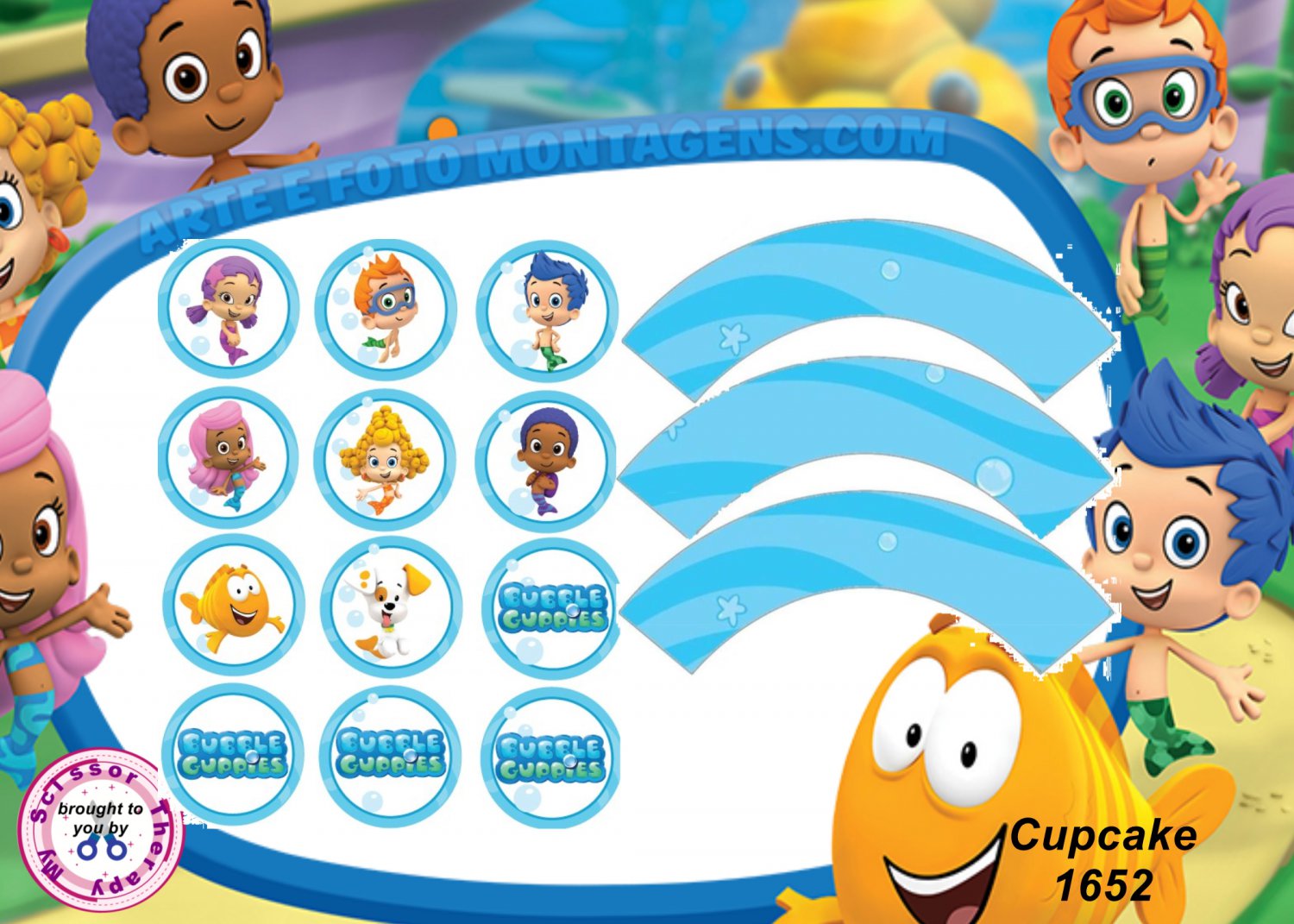 Bubble Guppies Cupcake Wrappers & Toppers Instant Download 1652