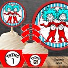 Dr. Seuss Thing 1 & 2 Cupcake Wrappers & Toppers Instant Download 0014