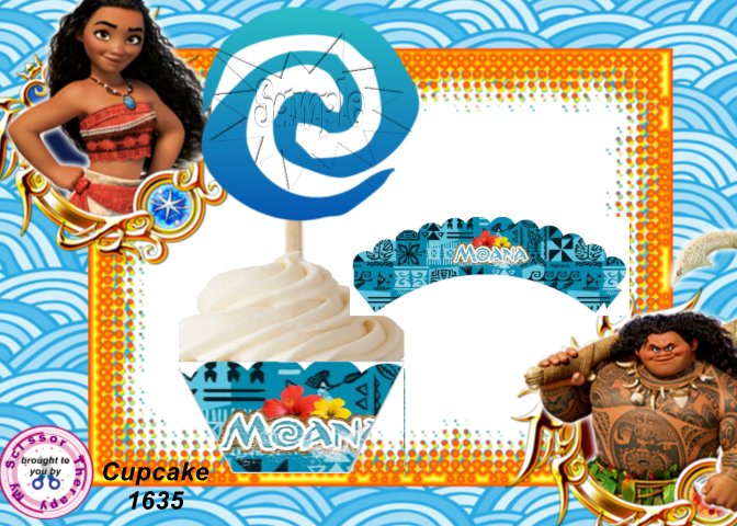 Moana Blue Tribal Cupcake Wrappers & Toppers Instant Download 1635