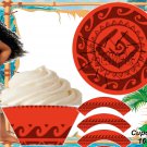Moana Red Tribal Cupcake Wrappers & Toppers Instant Download 1636