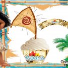 Moana Tan Tribal Cupcake Wrappers & Toppers Instant Download 1638