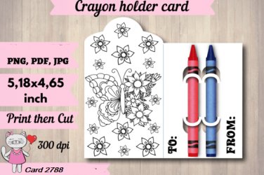 Easter Bunny Crayon Holder Color Coloring Card 2789