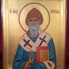 St. Spyridon the Wonderworker, Hand-painted Icon, 7.5"x9.5" (20x25 cm)