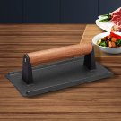 SOGA Cast Iron Bacon Meat Steak Press Grill BBQ with Wood Handle Weight Plate SOGA Cast Iron Bacon Meat Steak Press Grill BBQ with Wood Handle Weight Plate