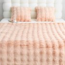 SOGA 160X200cm Throw Blanket Pink Double Layer Rabbit Fur Cozy Comfort