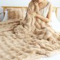 SOGA 160x200cm Throw Blanket Coffee Double Layer Rabbit Fur Cozy Comfort