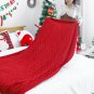 SOGA 130x180cm Throw Blanket Red Christmas Chunky Yarn Woven Decorative