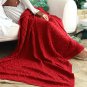 SOGA 130x180cm Throw Blanket Red Christmas Chunky Yarn Woven Decorative