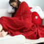 SOGA 130x180cm Throw Blanket Red Christmas Chunky Yarn Woven Decorative