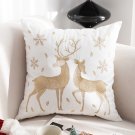 SOGA 45cm Throw Pillow White with Golden Christmas Reindeer Festive Cushion SOGA 45cm Throw Pillow White with Golden Christmas Reindeer Festive Cushion