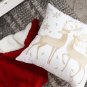 SOGA 45cm Throw Pillow White with Golden Christmas Reindeer Festive Cushion