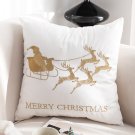 SOGA 45cm Throw Pillow White with Golden Christmas Sleigh Design Festive SOGA 45cm Throw Pillow White with Golden Christmas Sleigh Design Festive