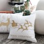 SOGA 45cm Throw Pillow White with Golden Christmas Sleigh Design Festive