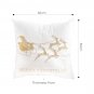SOGA 45cm Throw Pillow White with Golden Christmas Sleigh Design Festive