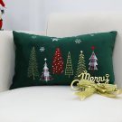 SOGA 30cm Throw Pillow Dark Green Christmas Forest Embroidered Lumbar