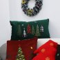 SOGA 30cm Throw Pillow Dark Green Christmas Forest Embroidered Lumbar