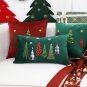 SOGA 30cm Throw Pillow Dark Green Christmas Forest Embroidered Lumbar