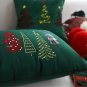 SOGA 30cm Throw Pillow Dark Green Christmas Forest Embroidered Lumbar