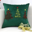 SOGA 45cm Throw Pillow Green Three Embroidered Christmas Trees SOGA 45cm Throw Pillow Green Three Embroidered Christmas Trees