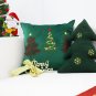 SOGA 45cm Throw Pillow Green Three Embroidered Christmas Trees