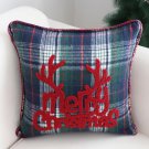 SOGA 45cm Throw Pillow Multicolor Christmas Plaid with Antler Design SOGA 45cm Throw Pillow Multicolor Christmas Plaid with Antler Design