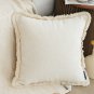 SOGA 45cm Throw Pillow White Chenille Textured with Tassels Stylish