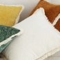 SOGA 45cm Throw Pillow White Chenille Textured with Tassels Stylish