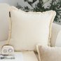 SOGA 45cm Throw Pillow White Chenille Textured with Tassels Stylish