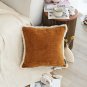 SOGA 45cm Throw Pillow Sunset Orange Chenille Textured with Tassels