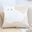 SOGA 45cm Throw Pillow Light Tan Square Cushion with Soft White Cat Design SOGA 45cm Throw Pillow Light Tan Square Cushion with Soft White Cat Design